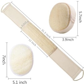 Exfoliante Esponja de Lufa, 3 Piezas de Esponja para Baño con Estropajo Exfoliante de Espalda para Ducha y 2 Esponjas Lufa Baño Suave, Lavado Largo y Profundo para La Espalda, para Hombres y Mujeres