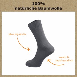 GAWILO Men's Basic Socks Made of 100% Pure Cotton (12 Pairs) | Thin & Breathable Cotton Socks without Pressing Seam, Grey Tones, 47 - 50