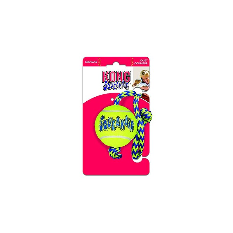 KONG SqueakAir Ball with Rope Dog Toy, Medium x 3