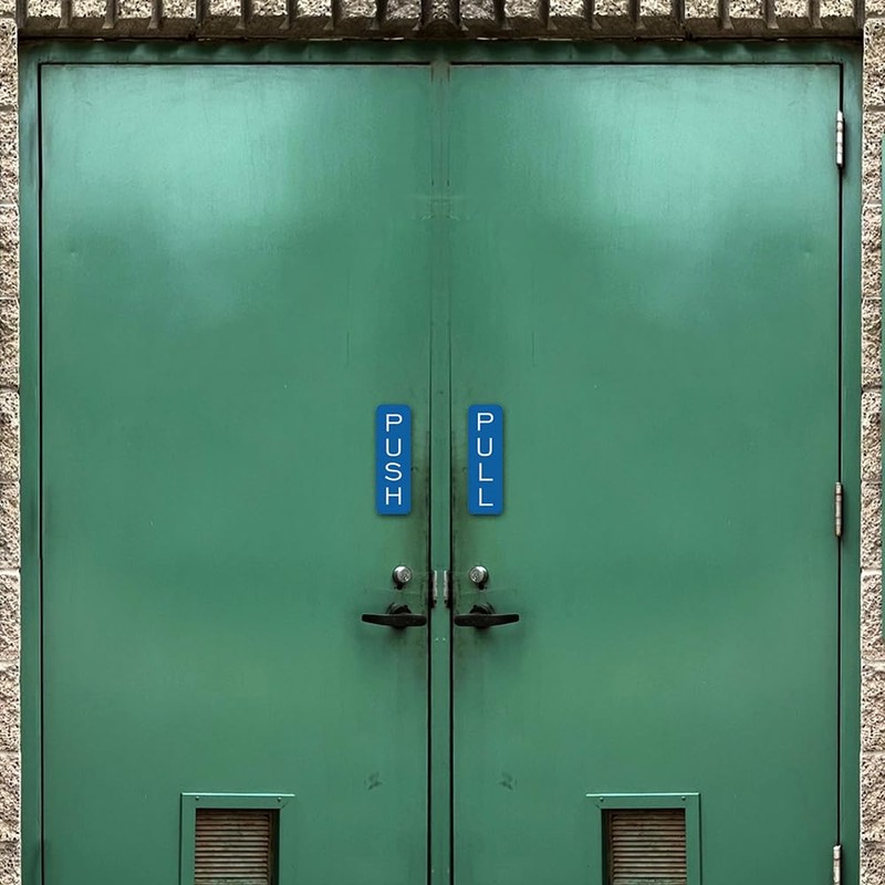 Basic Vertical Push Pull Door Sign (Black) - Large