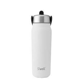 S'well Recycled Stainless Steel Explorer with Flip Straw Lid, 700ml, White Moonstone, Triple Layered Vacuum Insulated Containers Keeps Drinks Cold for 36 Hours and Hot for 8, BPA Free