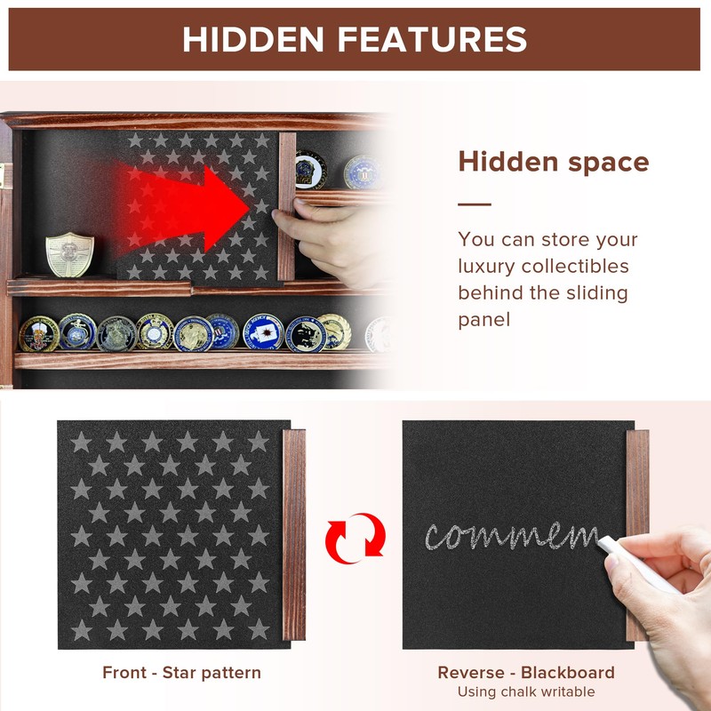 MOCAS Challenge Coin Display Case, Lockable Military Coin Holder Cabinet