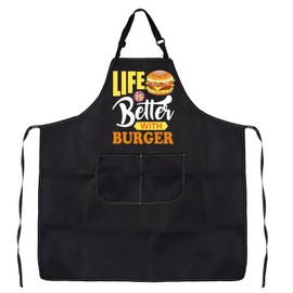 Burger Inspired Kitchen Apron Burger Making Gifts Burger Lover Gifts Burger Chef Apron With Pockets Waterproof (BURGER apron uk)