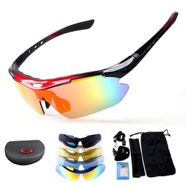 HugeAuto Polarized Sport Sunglasses, X7 Army Sunglasses Military Tactical Goggles With 4 Interchangeable Lens, Protective Glasses for Men and Women in Running Cycling Skiing Fishing