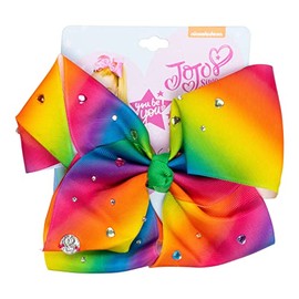Girls' JoJo Siwa Rainbow with Heart Studs Bow Hairclip Rainbow