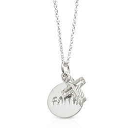 Confirmation Gifts Silver Cross with Faith Round Pendant Religious Gifts