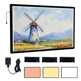 VKTEKLAB A1 Large Rechargeable Light Box for Tracing,Ultra-Thin LED Light Pad with 3 Colors Tone,6000mAh Battery,Stepless Dimmable Light Board for Diamond Painting,Drawing,Sketching