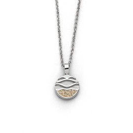 DUR K2665 Jewellery Necklace Beach Wave Beach Sand Rhodium-Plated 925 Silver Approx. 42 cm, beach sand, No Gemstone