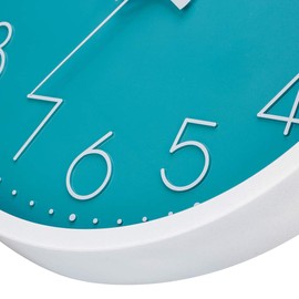 Modern Wall Clock, Silent Non-Ticking Decorative Battery Operated Wall Clocks for Living Room, Office, Bathroom, Kitchen, Thicken Plastics Frame Glass Cover (Cyan)