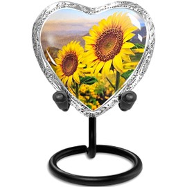 Everlight Memorials Sunflower Heart Keepsake Urn for Human Ashes – Small Heart-Shaped Memorial Urn for Adult Men, Women, Children, or Pets – Beautiful Tribute of Love and Light
