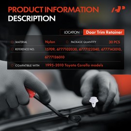 A-Premium 30PCS Natural Nylon Door Trim Retainer Clips Compatible with Toyota Corolla 1995-2010 - For 9.5mm Hole