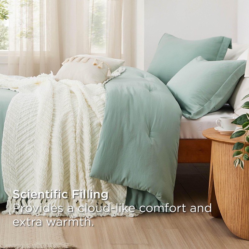 Bedsure Queen Comforter Set with Throw Blanket - 5 Pieces