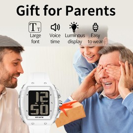 findtime Watch for Elderly Men Talking Seniors Digital Watches Easy to Read Big Face Wrist Watch Waterproof Sport Outdoor Electronic Elders Wristwatch with LED Stopwatch Alarm Relojes para Hombres