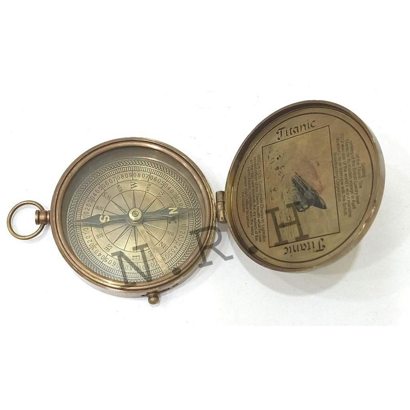 Nautical Brass Titanic Engraved Navigational Vintage Working Compass