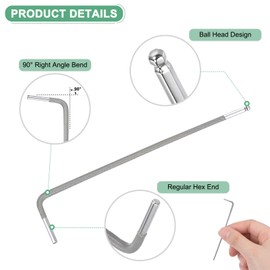 M METERXITY 4-Pack Ball End Hex Key Wrench, 1.5mm L Shape Long Arm S2 Steel Repairing Tool for Bicycle/Furniture/Equipment/Motorcycle/Machinery, Metric Hexagonal Wrench [Gray]