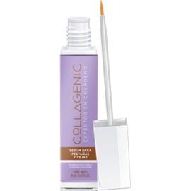 Collagenic Serum Pestañas y Cejas, Frasco que contiene 8 ml Fórmula colágeno, queratina, hueso de mamey. Producto de uso externo. Consulta el modo de empleo en la etiqueta.