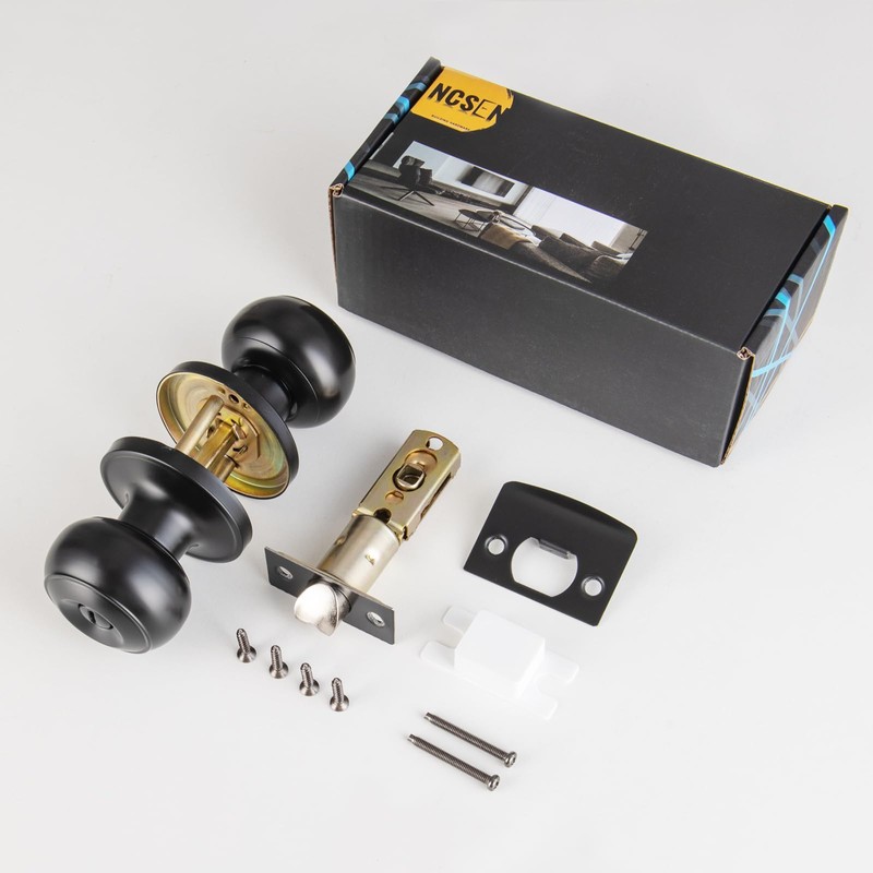NCSEN 6 Pack Black Door Knobs Interior Keyless,Door Knobs for
