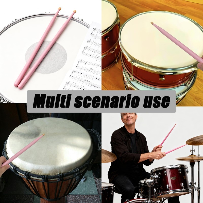 Yinluluna 2 Pairs 5A Oval Maple Wood Drum Sticks, Wood