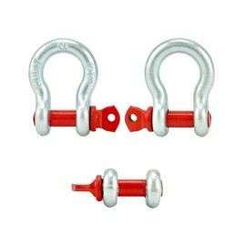 QWORK 3/8" Galvanized Screw Pin Anchor Shackles, 10 Pack D-Ring Shackles, Galvanized Steel Body 2204lbs Towing Capacity, Red
