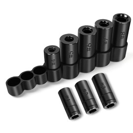 DikTalk 70500 Tap Socket Set, 8-Piece 1/4" & 3/8" Drive Tap Socket Adapter for Socket Wrench Set Use, Fits All MCTI Taps Thru 1/2” & 1/8" NPT Taps
