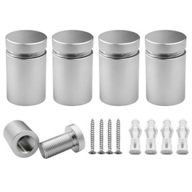 5/8” x 3/4” Inch 4PCS Aluminum Solid Sign Standoff Screws for Acrylic Advertising Screw Wall Fixing standoffs mounts Glass Display Signs (Electroplated Satin Chrome)
