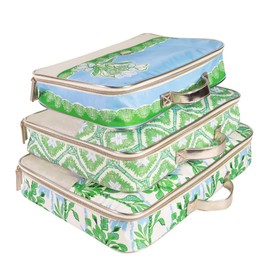 Lilly Pulitzer Packing Cubes Set of 3, Small, Medium & Large Suitcase Organizers, Travel Must Haves for Luggage (Swayin in the Breeze)