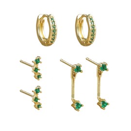 Dryxog Ohrringe 3 Paar 18K Vergoldete Ohrringe Ohrstecker, Damen Mädchen Mode Creolen Ohrstecker Tropfen Earrings for Women für Hypoallergen Geburtstagsfeier Schmuck Geschenk (Gold)