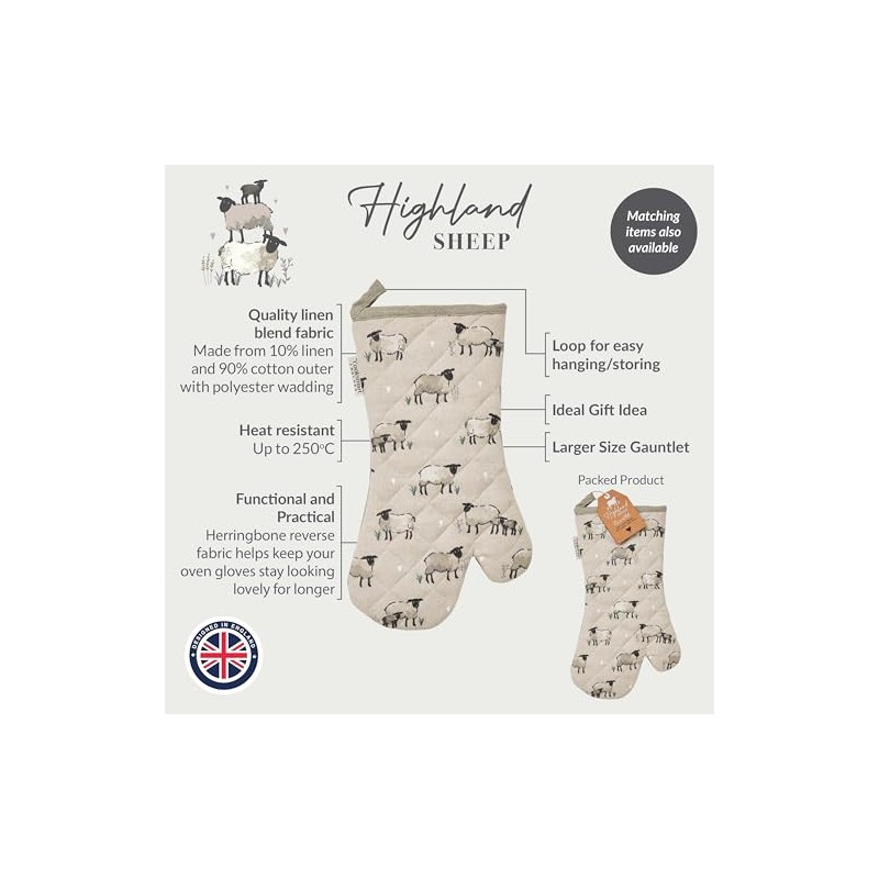 Cooksmart British Designed Oven Gloves | Modern Design Gauntlet Oven