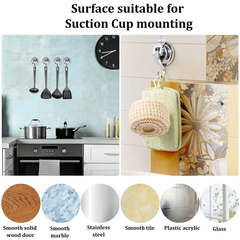 2 Pack Suction Hooks, Vacuum Suction Cup Hooks Powerful Push
