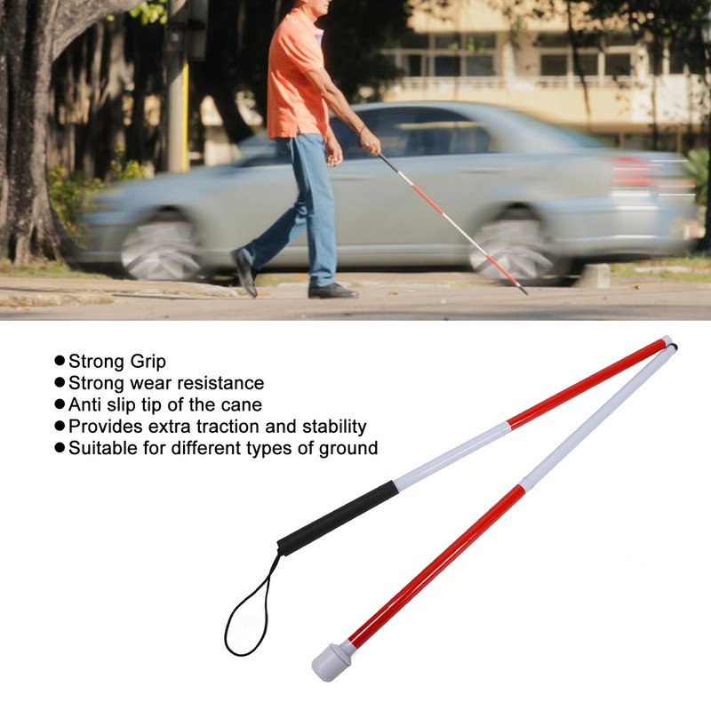 Blind Guide Cane Aluminum Alloy Portable Folding Walking Stick for