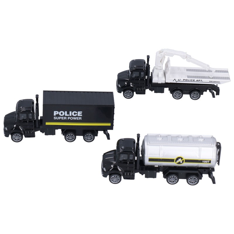 3pcs 1:50 Truck Model Toy Set Pull Back Recovery Tanker