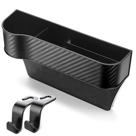 Nisstiiv - Organizador de relleno para asiento de coche, caja de almacenamiento multifuncional con soporte para vasos, bolsas adicionales laterales...