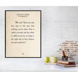 Dalai Lama Book Page Style Literary Quote Print. Fine Art Paper, Laminated, or Framed. Multiple Sizes Available for Home, School, or Office