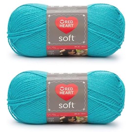 Red Heart Soft Turquoise Yarn - 2 Pack of 141g/5oz - Acrylic - 4 Medium (Worsted) - 256 Yards - Knitting/Crochet