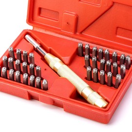 Baoblaze Number and Letter Punch Set Auto Punching Tool Metal Stamping Kit Alphabet Letter Number Stamps Kit for Metal Wood PU Leather