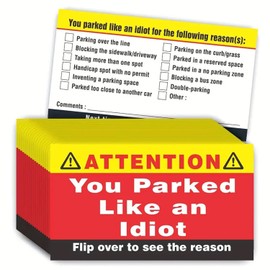 Attention You Parked Like an Idiot Business Cards, Funny Parking Violation Cards for Adults, Bad Parking Business Cards, 50PCS