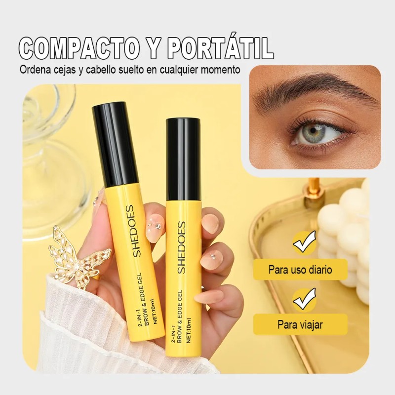 Gel Fijador 2en1 Cejas Y Bordes Cabello 10mlx2pc Shedoes