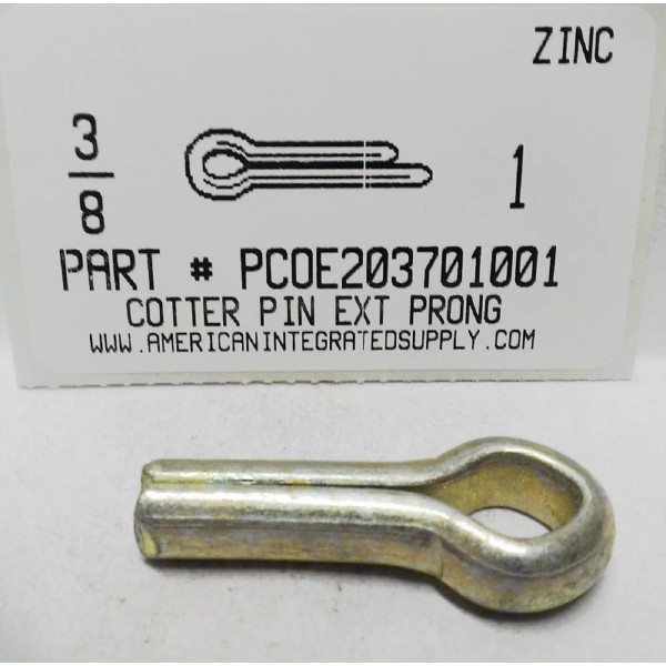 AMERICANINTEGRATEDSUPPLY.COM 3/8X1" COTTER PIN EXTENDED PRONG STEEL ZINC PLATED (6)