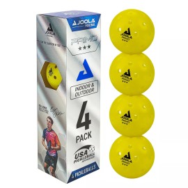 JOOLA Primo 4 Pack Pickleball Balls USAPA Approved for Indoor Outdoor Play