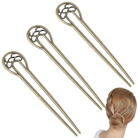 3PCS Metal U Shaped Hairpin Vintage Hair Sticks U-Shaped Hair Forks Hairstyle Accessories for Women Girls Long Hair Styling