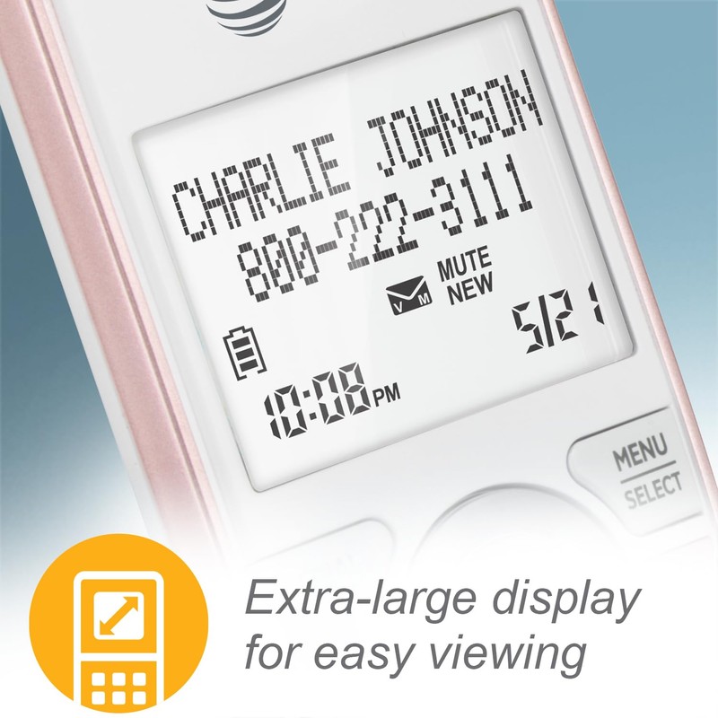 AT&T CL82257 DECT 6.0 2-Handset Cordless Phone for Home with