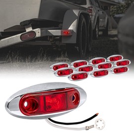 TRUE MODS 12pc 2.5" Red LED Trailer Marker Light Kit w/Chrome Bezel [DOT FMVSS 108] [SAE P2] [Surface Mount] [Waterproof IP67] Side Marker Lights for Trailer Truck