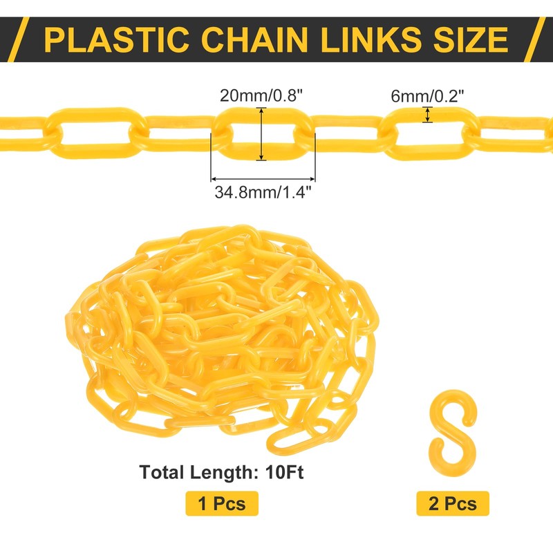 sourcing map Plastic Chain Links, 1.4-Inch 10 Foot Plastic Barrier