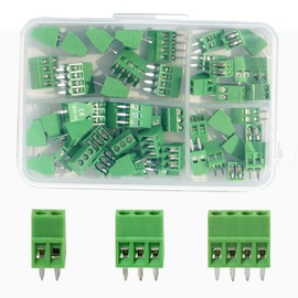Molence 50PCS 2.54mm 0.1" Pitch PCB Mount Screw Terminal Block Connector, 2P 3P 4P Terminals 150V 6A for 26-18AWG Cable
