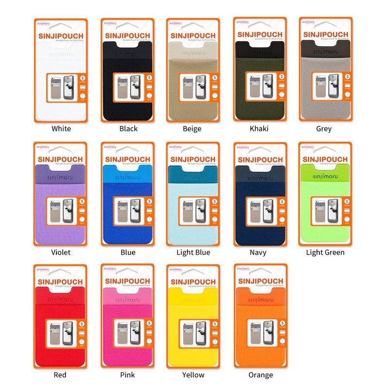 Sinjimoru Pocketbook Type Card Holder, Back Adherent Card Storage Case,