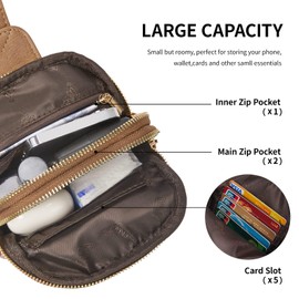 CORALDAISY Crossbody Bags for Women Small Sling Bag Fanny Packs for Women Cross Body Purses Belt Bag for Women Leather Cross Body Bag Chest Bag Gifts, Light Brown