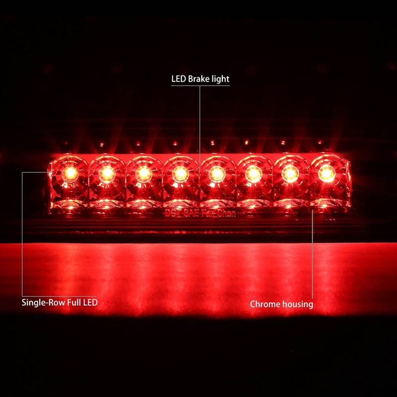 DNA MOTORING 3BL-TTAC95-LED-CH Chrome Housing LED High Mount 3rd Third