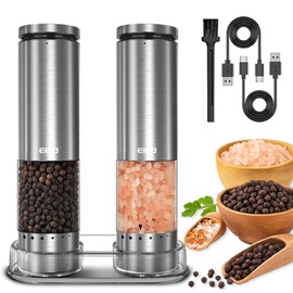 Electric Salt and Pepper Grinder Set Rechargeable, Automatic Salt and Pepper Shakers Mills External Adjustable Coarseness, Kitchen Gadgets, Stocking Stuffers Christmas Cooking Gifts for Men Women