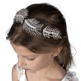 Needzo Silver Rhinestone Hair Accessory, Headband for First Communion, Weddings, Flower Girl, and Bridal Events, Sparkly Vine, Clip In