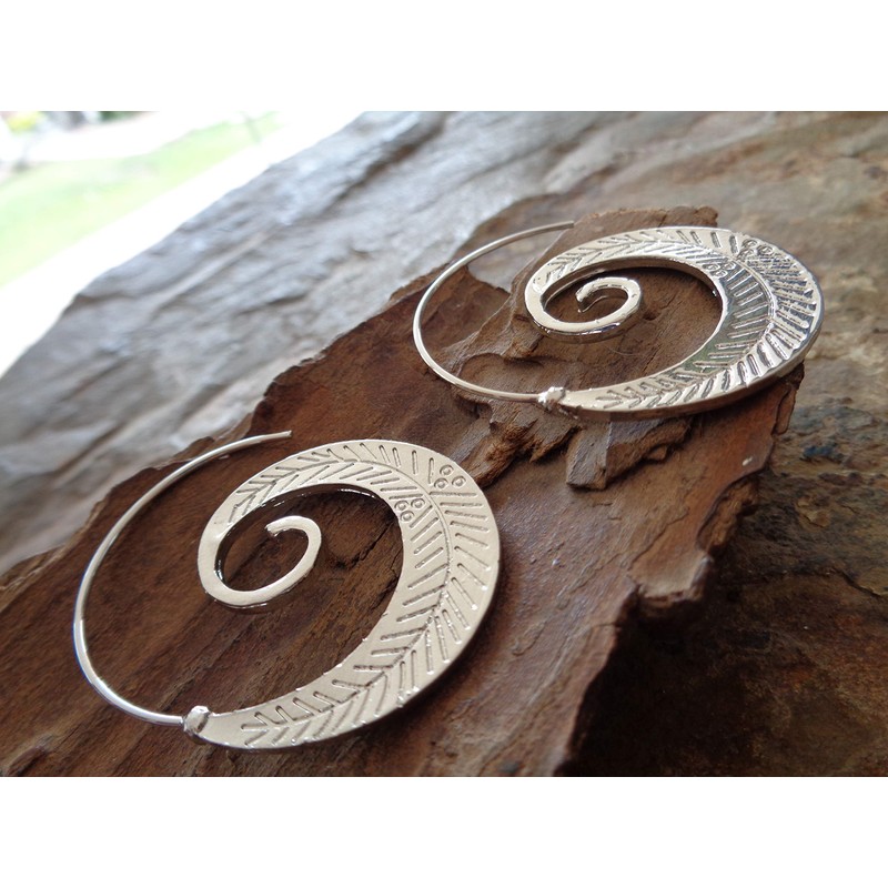 ✿ SILBER SPIRAL CREOLEN ✿ seitliche Ohrringe